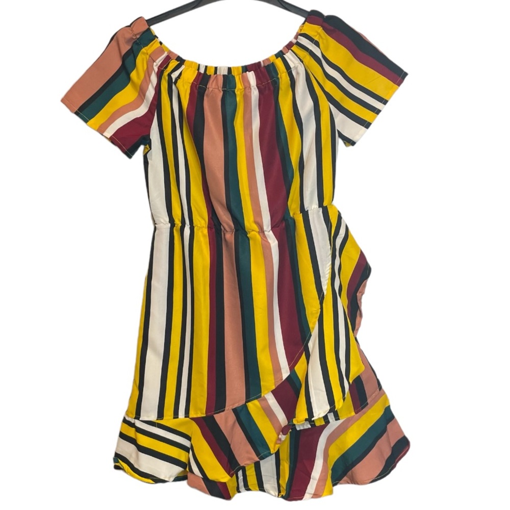 Stylehouse Multi Color Stripes Ruffled Mini Dress
